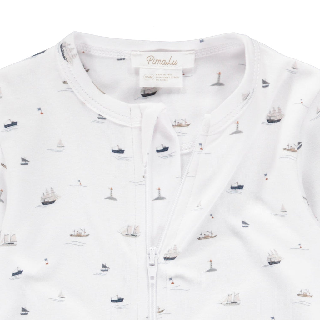 Pimalu Zip Footie in Sailboats
