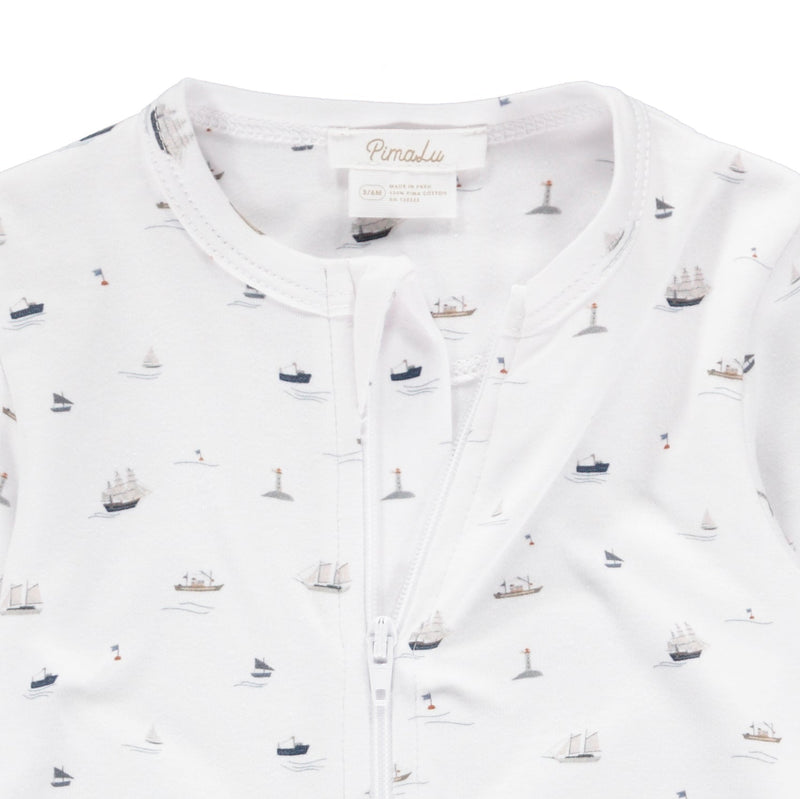 Pimalu Zip Footie in Sailboats