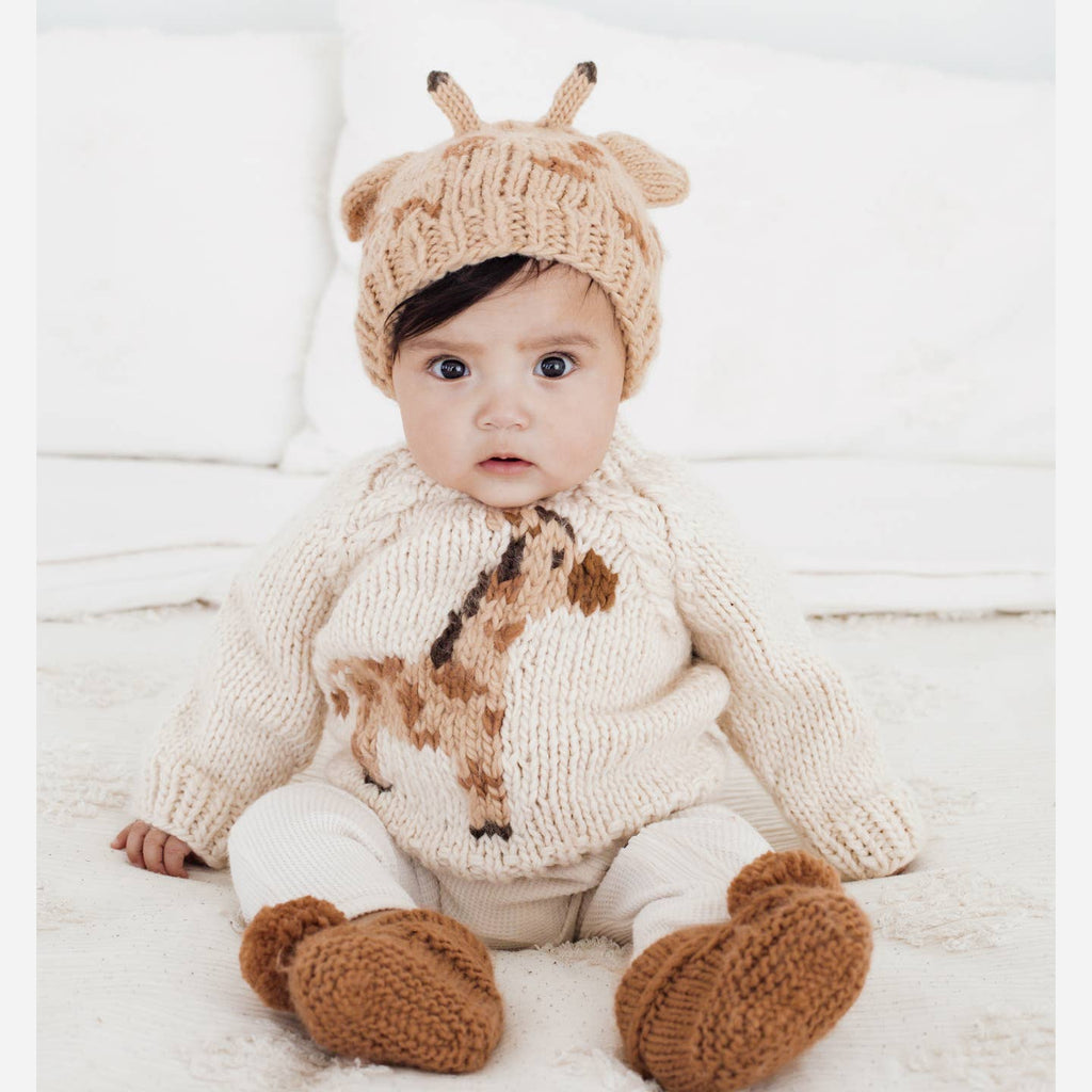 Huggalugs Natural Crewneck Sweater in Giraffe