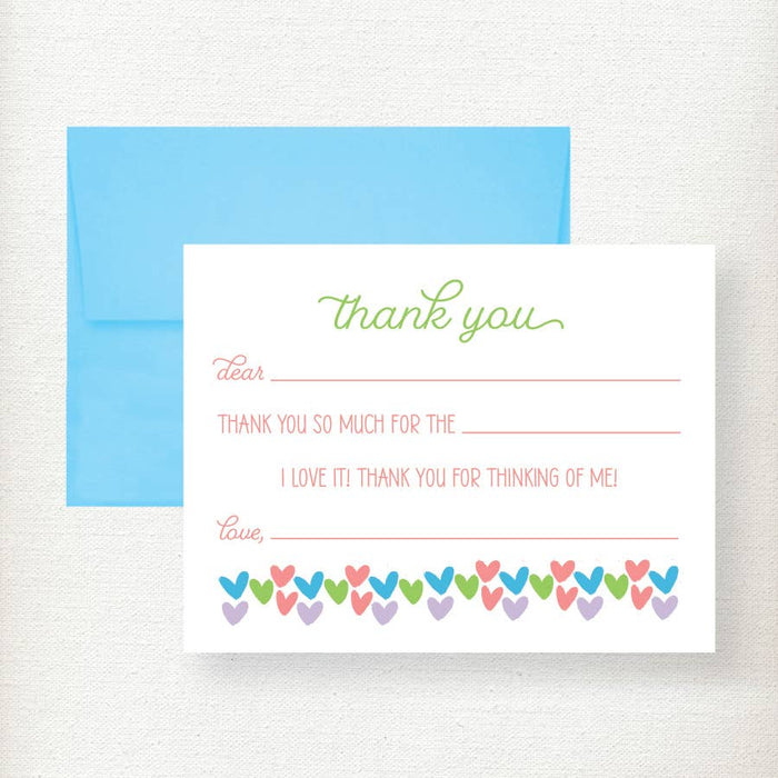 Kramer Drive Kids Hearts Fill in Thank You Note Card