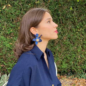 Michael Nash Jewelry  Aurelia Navy Floral Resin Drop Earrings