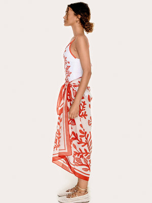 Jessie Zhao New York Beach Sarong Wrap in Red Coral