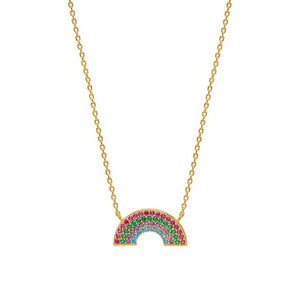 Estella Bartlett Full Rainbow Necklace in Gold