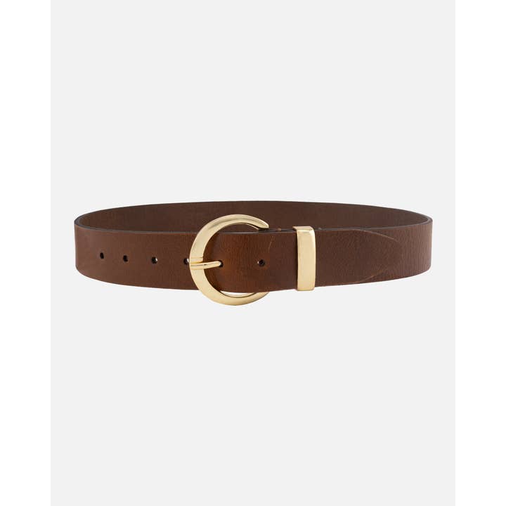 Amsterdam Heritage Gail Belt with Gold Buckle in Cognac