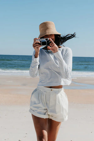 perfectwhitetee Ainsley Tee in Pacific Stripe