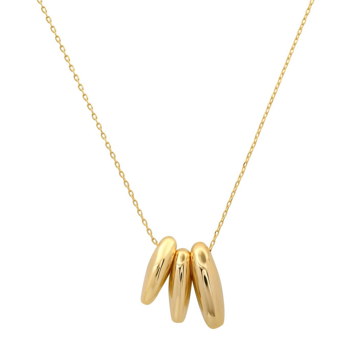Tai Gold Triple Puffy Oval Necklace