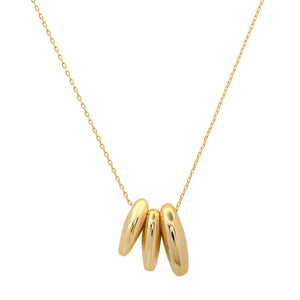 Tai Gold Triple Puffy Oval Necklace