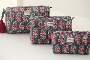 MYNAHbySmitha Quilted Travel Bag in Emerald Motif -Assorted Sizes