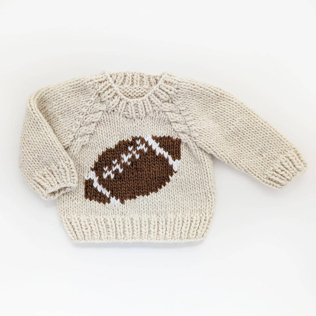 Huggalugs Natural Crewneck Sweater in Football