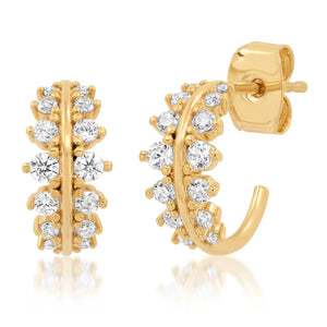 Tai Small Leaf Pave Earrings