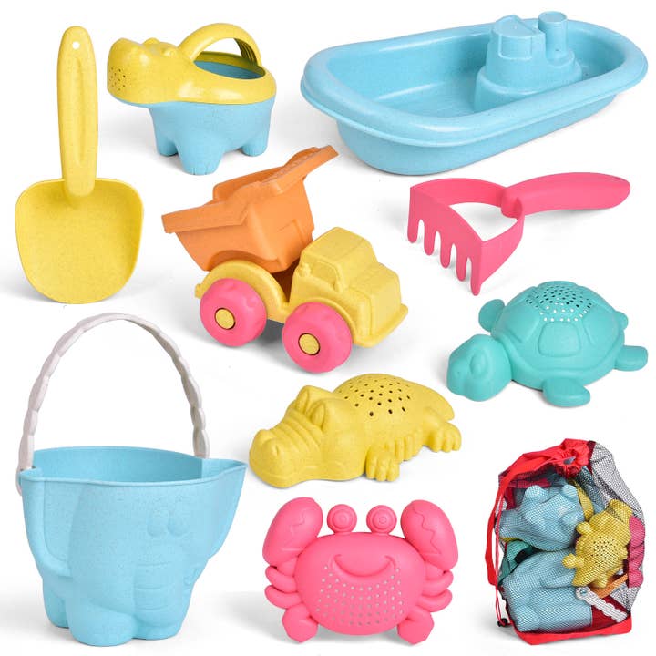 Fun Little Toys Beach Toys Set-8pc set with Mesh Bag