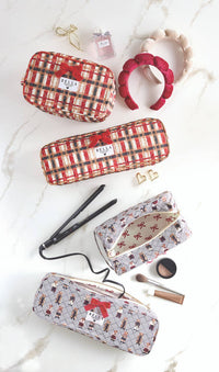 Bella Sleep Spa Quilted Cosmetic Bag in Plaid