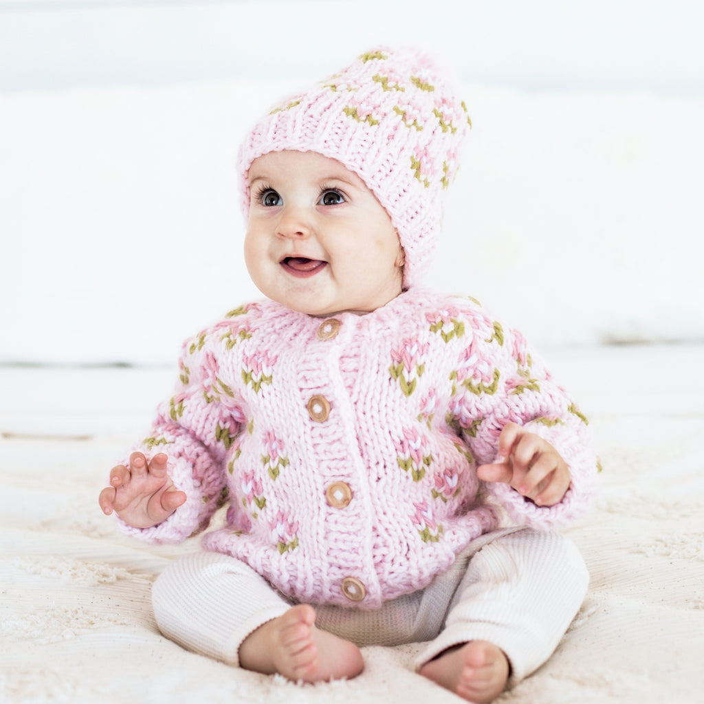 Huggalugs Cardigan in Blush Bitty Blooms