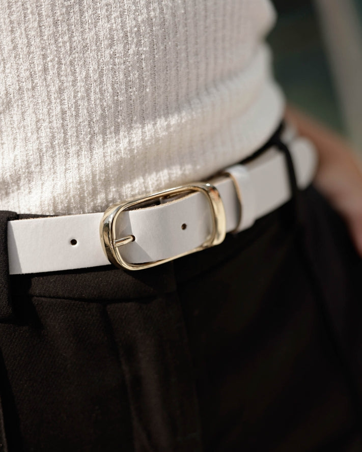 Amsterdam Heritage Lasse Gold Buckle Belt in White