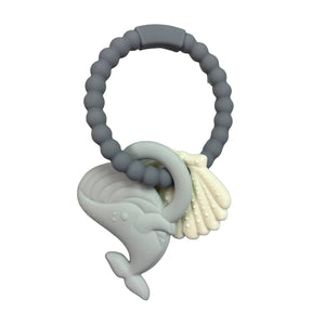 Three Hearts BPA Free Silicone Whale Teether Ring - Multiple Colors!