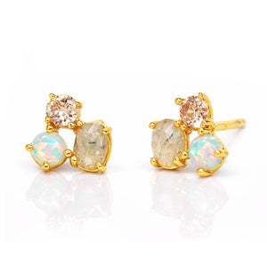 Tai Jewelry - Opal & Labradorite Cluster Stud