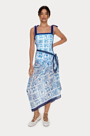 Jessie Zhao New York Beach Sarong Wrap in Blue Jungle