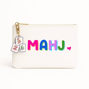 Aspen Lane Canvas Mahjong Gift Bag with Tile Zipper in Ivory