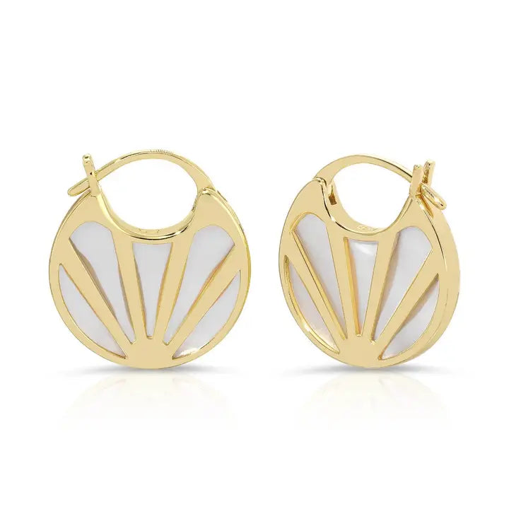 Elizabeth Stone Moonage Hoops in Gold