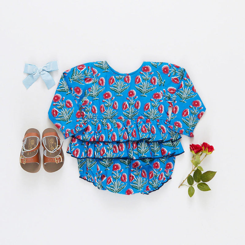 Pink Chicken Baby Heidi Bubble in Blue Dandelion