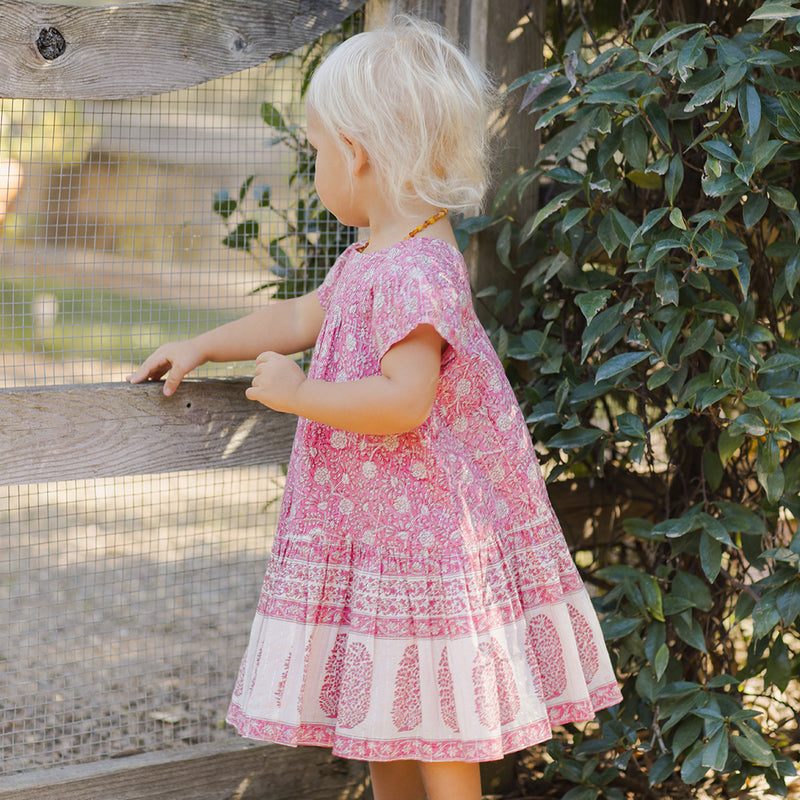 Pink Chicken Adele Dress in Hot Pink Garden Floral