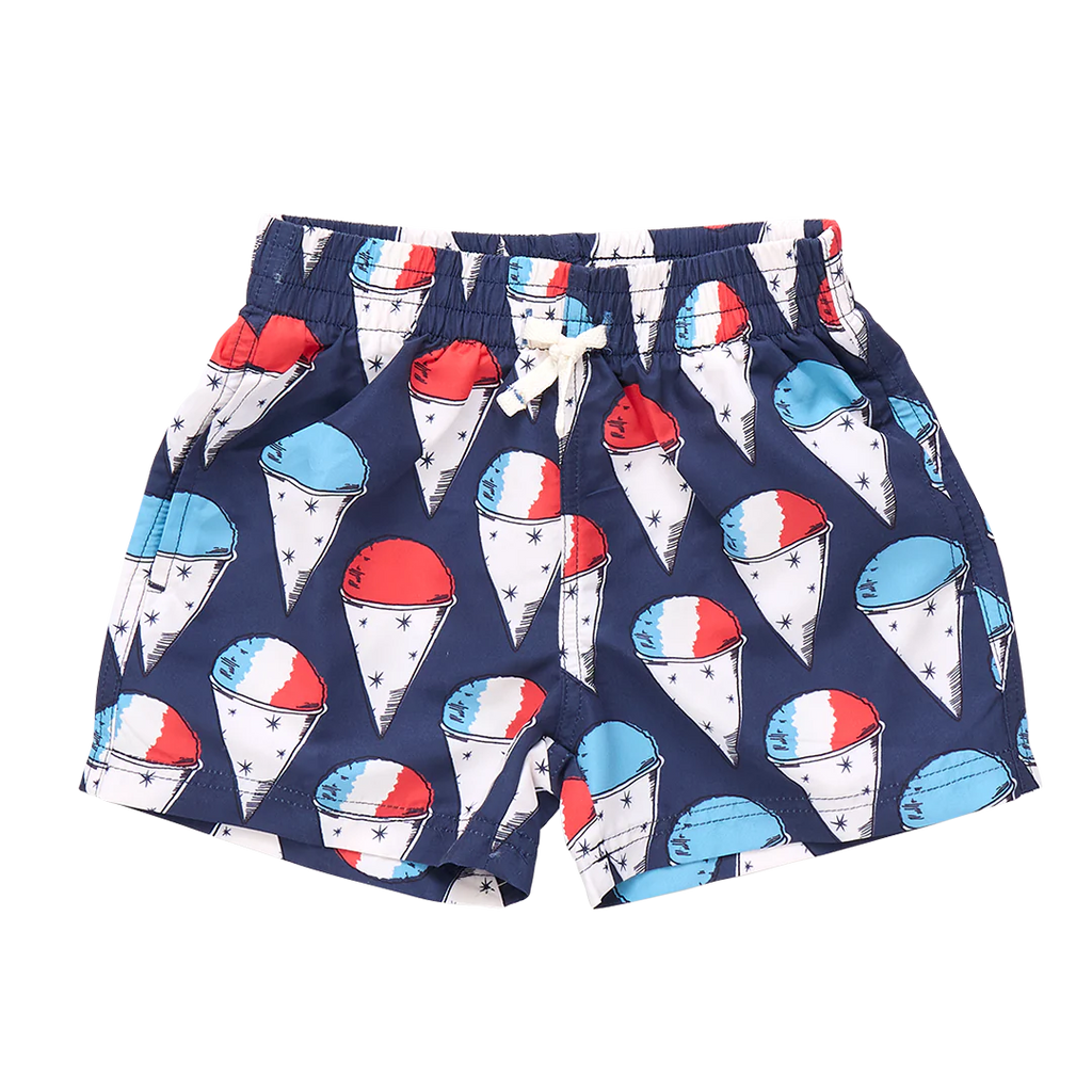 Pink Chicken Baby Boy Swim Trunk in Snow-Cones