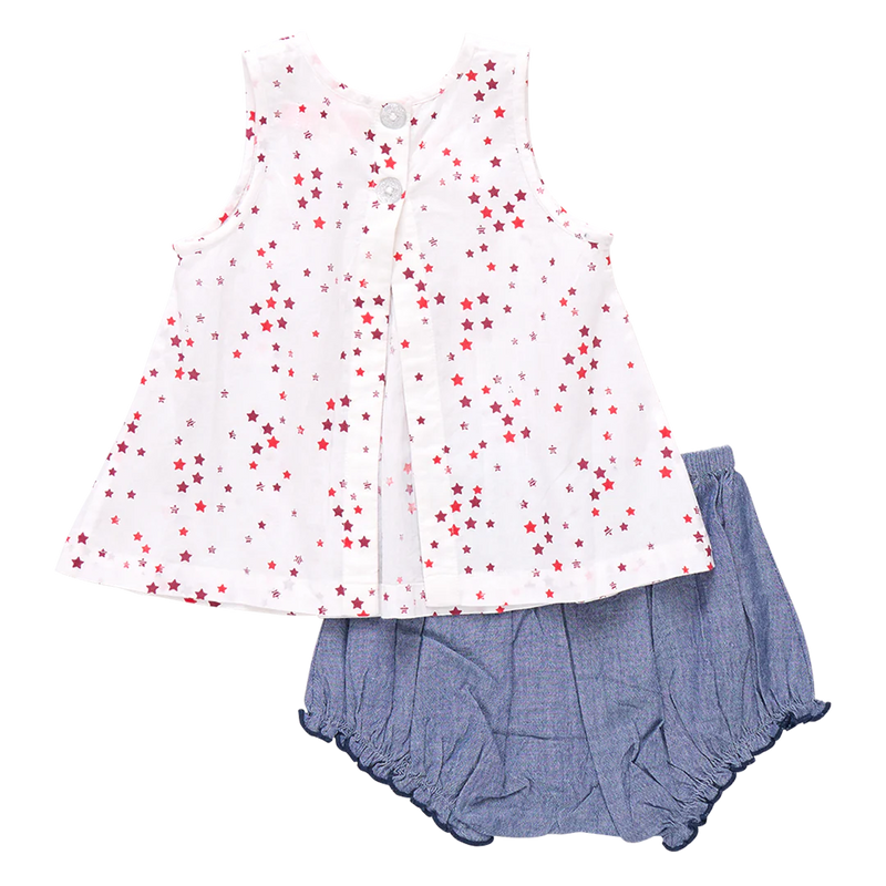 Pink Chicken Jaipur Set in Red Ditsy Stars