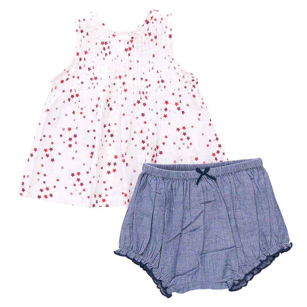 Pink Chicken Jaipur Set in Red Ditsy Stars