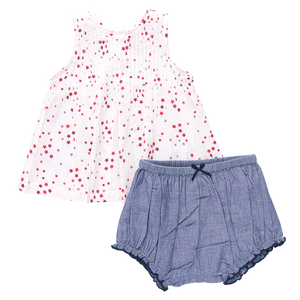 Pink Chicken Jaipur Set in Red Ditsy Stars