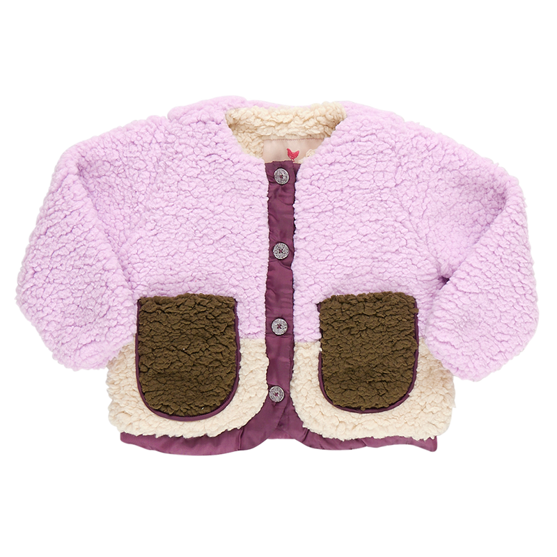 Pink Chicken Ruth Sherpa Jacket in Lavender Color Block