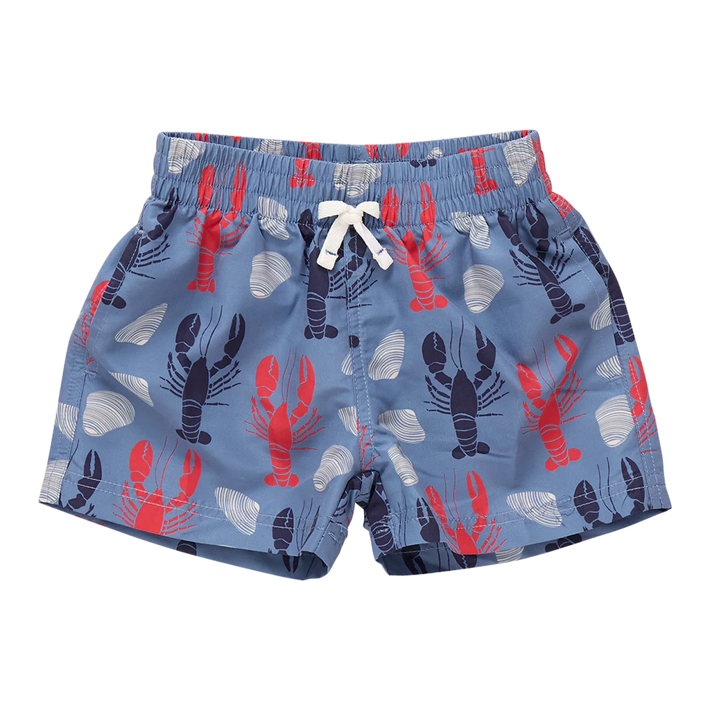 Pink Chicken Boy's Swim Trunk in Lobster & Clams