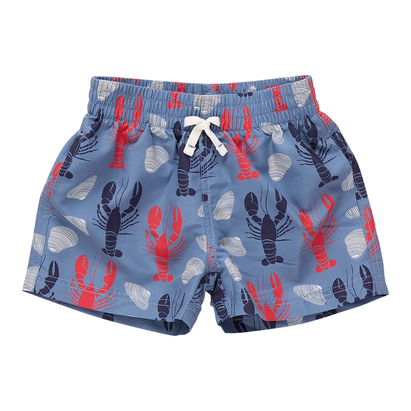 Pink Chicken Boy's Swim Trunk in Lobster & Clams