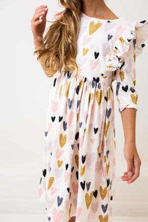 Mila & Rose Ruffle Twirl Dress in I Heart You