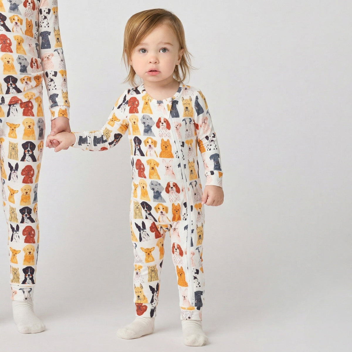 Pink Chicken Bamboo Romper in Watercolor Dogs