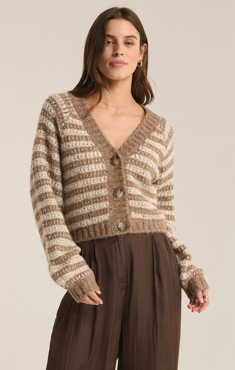 Z Supply Este Metallic Stripe Cardigan in Campfire