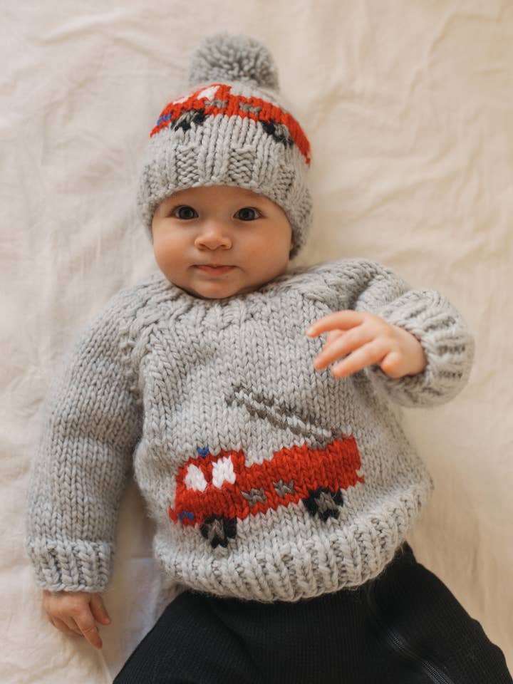 Huggalugs Crewneck Sweater in Firetruck