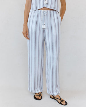 Bella Dahl Beach Pant With Tassel Drawstring in Rosewood Stripe