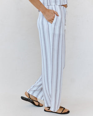 Bella Dahl Beach Pant With Tassel Drawstring in Rosewood Stripe