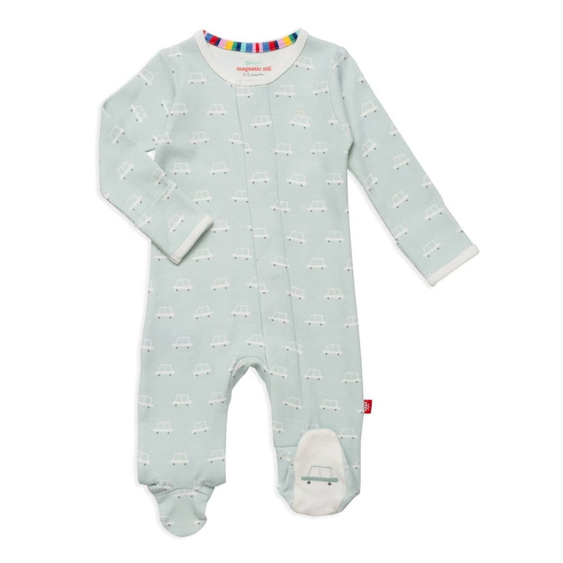 Magnetic Me Organic Cotton Footie in Beep Beep Time for Sleep
