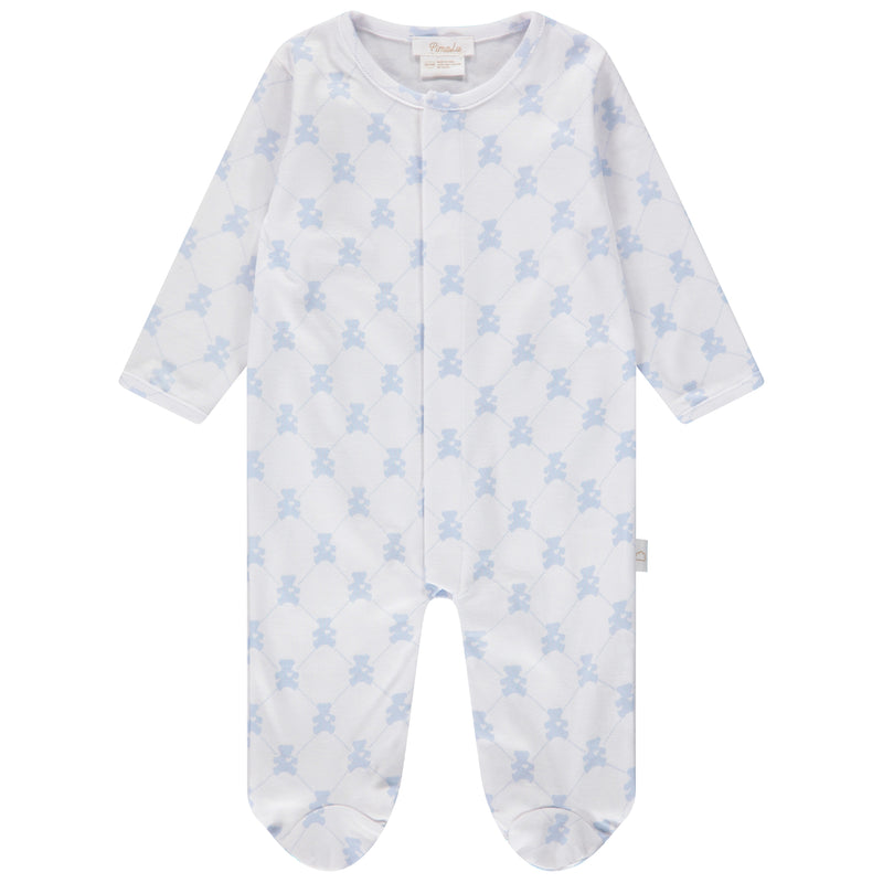 Pimalu Snap Footie in Light Blue Teddy Bears