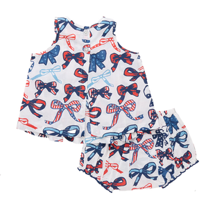 Pink Chicken Jaipur Set in Red, White & Bows