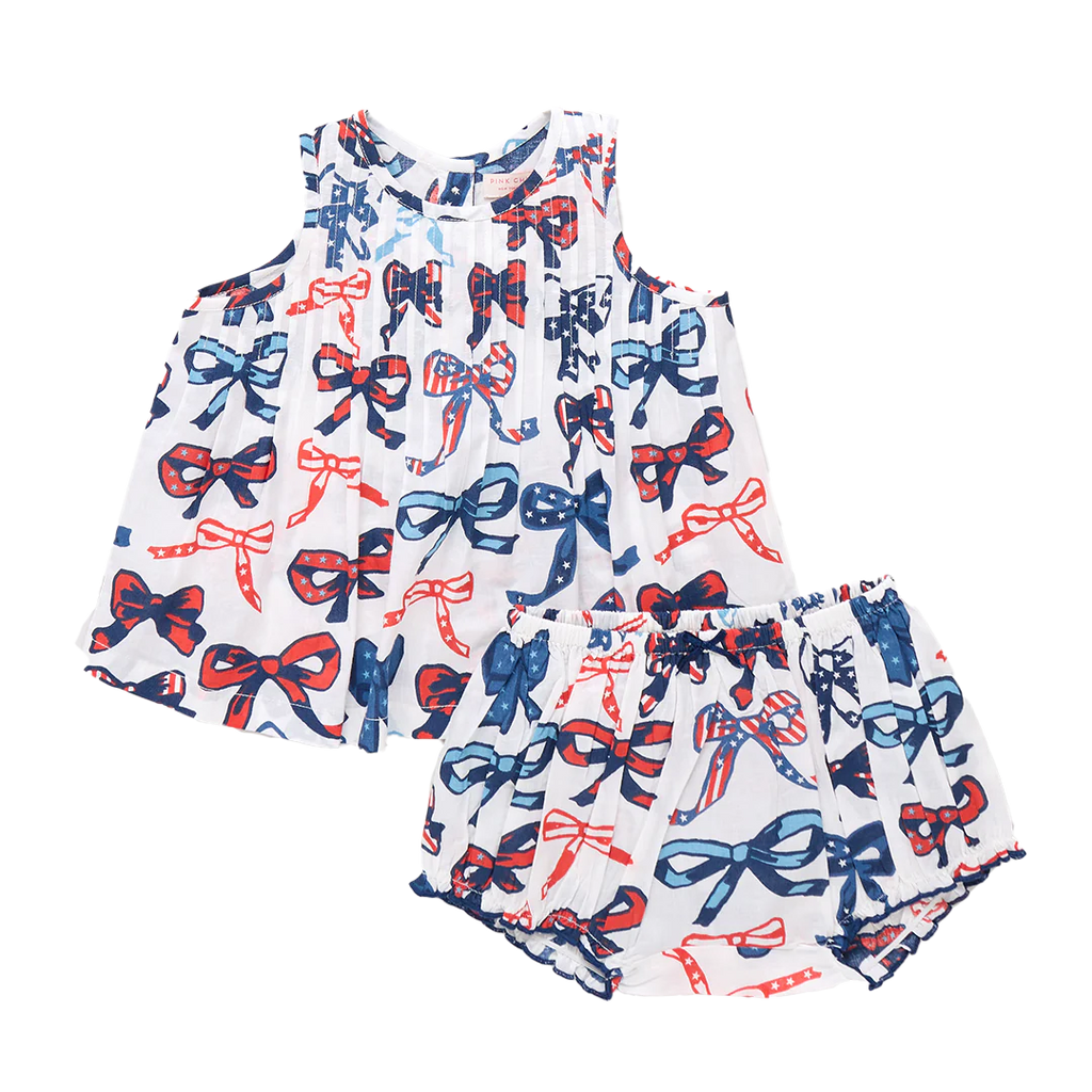 Pink Chicken Jaipur Set in Red, White & Bows