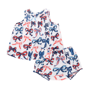 Pink Chicken Jaipur Set in Red, White & Bows
