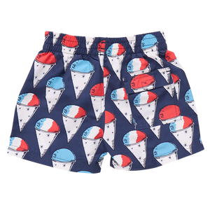 Pink Chicken Boy's Swim Trunk in Snow-Cones