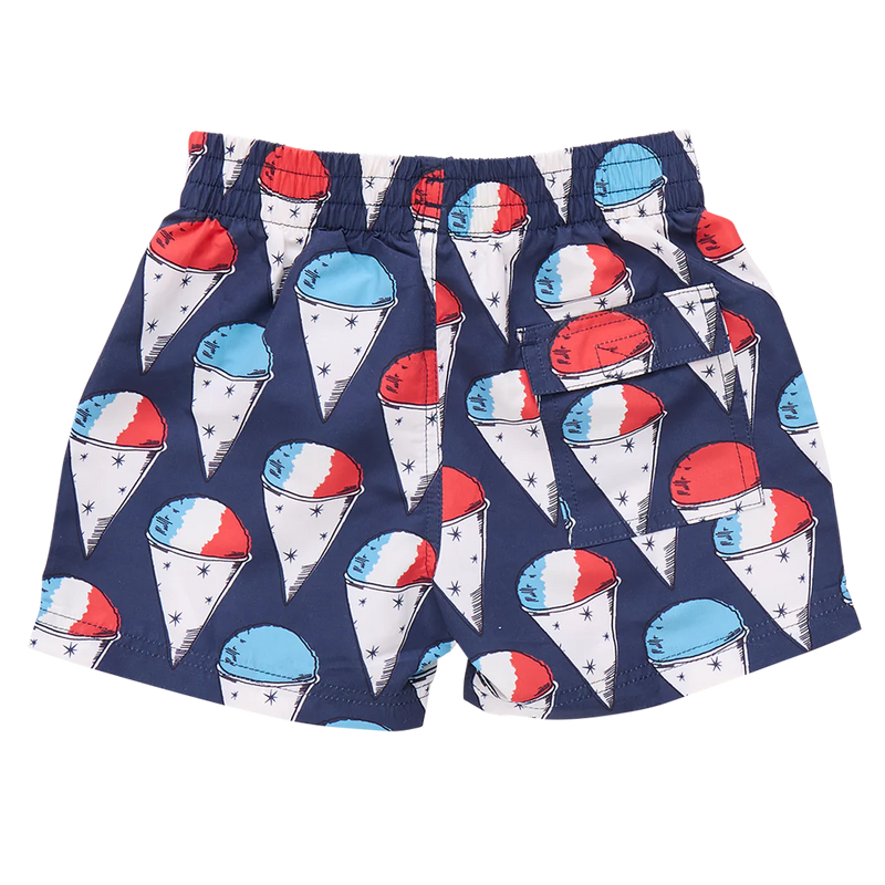Pink Chicken Boy's Swim Trunk in Snow-Cones