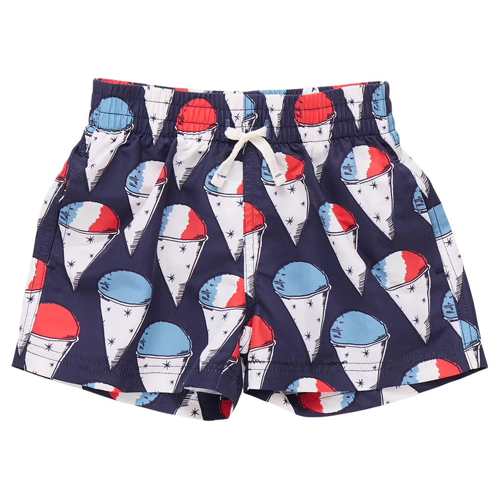 Pink Chicken Boy's Swim Trunk in Snow-Cones