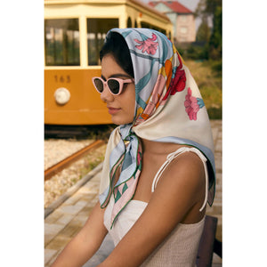 Jessie Zhao New York Double Sided Silk Scarf in Flowers Daydreams