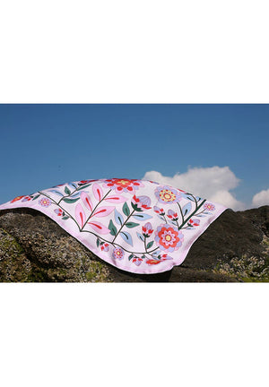 Jessie Zhao New York Double Sided Silk Scarf in Pink Garden