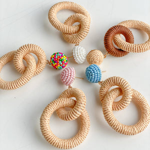 Gaby & Grace Nantucket Raffia Earrings in Natural White