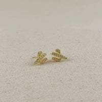 GoldFi 18k Gold Filled Cactus Stud Earrings With Micro Cubic Zirconia Stones